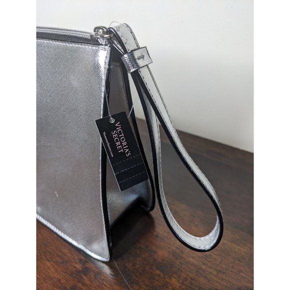 VICTORIA'S SECRET SILVER METALLIC BEAUTY SPARKLY MAKEUP BAG COSMETIC POUCH - Picture 7 of 8